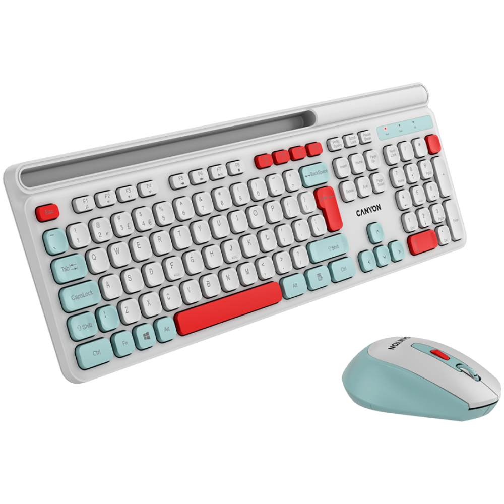 Canyon HSET-W5 Wireless Keyboard and Mouse Set, white