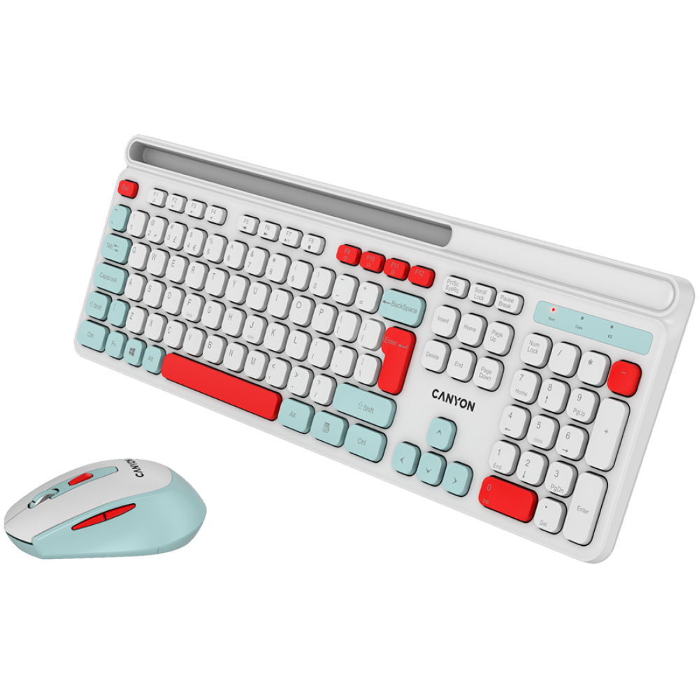 Canyon HSET-W5 Wireless Keyboard and Mouse Set, white