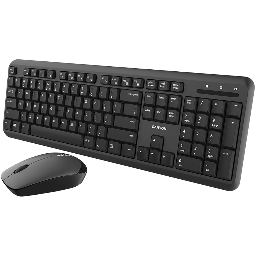 Canyon SET-W20 Wireless Keyboard and Mouse Set, Black