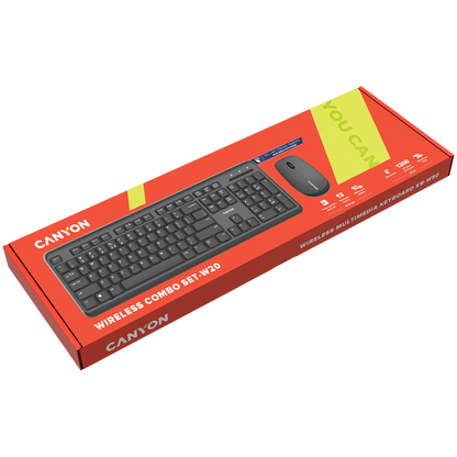 Canyon SET-W20 Wireless Keyboard and Mouse Set, Black