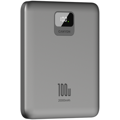 Powerbank für Laptop 20000 mAh PD 100W QC3.0 flach Canyon PB-2008 Graphit