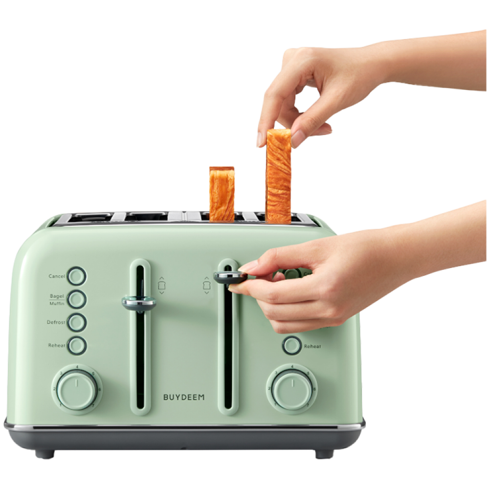 Toaster Buydeem DT640E für 4 Scheiben 1800 W Auftaufunktion Pastellgrün