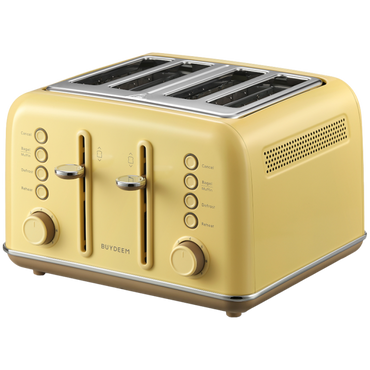 Buydeem DT640E 4-Schlitz-Toaster mit Auftaufunktion, Pastellgelb