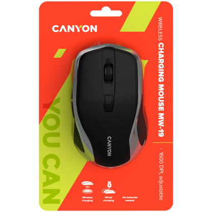 Canyon MW 19 kabellose Maus Qi-Ladung schwarz-grau