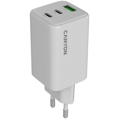 Ładowarka sieciowa GaN 65W 2xPD 1xQC EU Canyon CU65ACC biała
