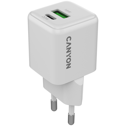 Netzladegerät 20W GaN 1xPD 1xQC EU Canyon CU20AC weiß