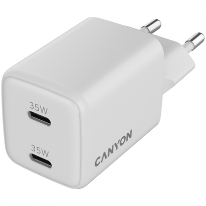 Ładowarka sieciowa GaN 35W 2xPD EU Canyon CU35CC biała
