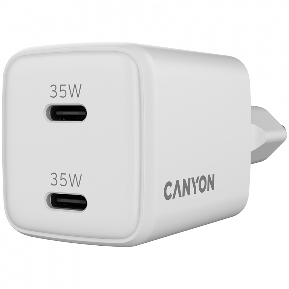 Ładowarka sieciowa GaN 35W 2xPD EU Canyon CU35CC biała