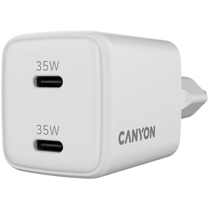 Ładowarka sieciowa GaN 35W 2xPD EU Canyon CU35CC biała