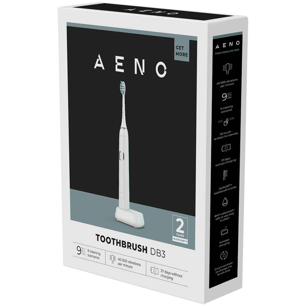 Szczoteczka soniczna 46000 RPM 9 trybów IPX7 Aeno DB3 biała