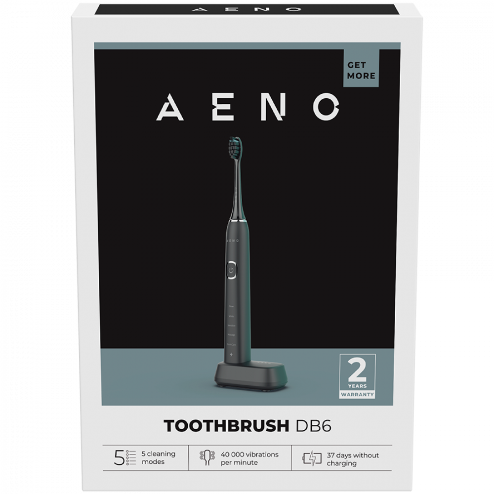 Aeno DB5 Schallzahnbürste, 46000 U/min, 5 Modi, IPX7, Schwarz