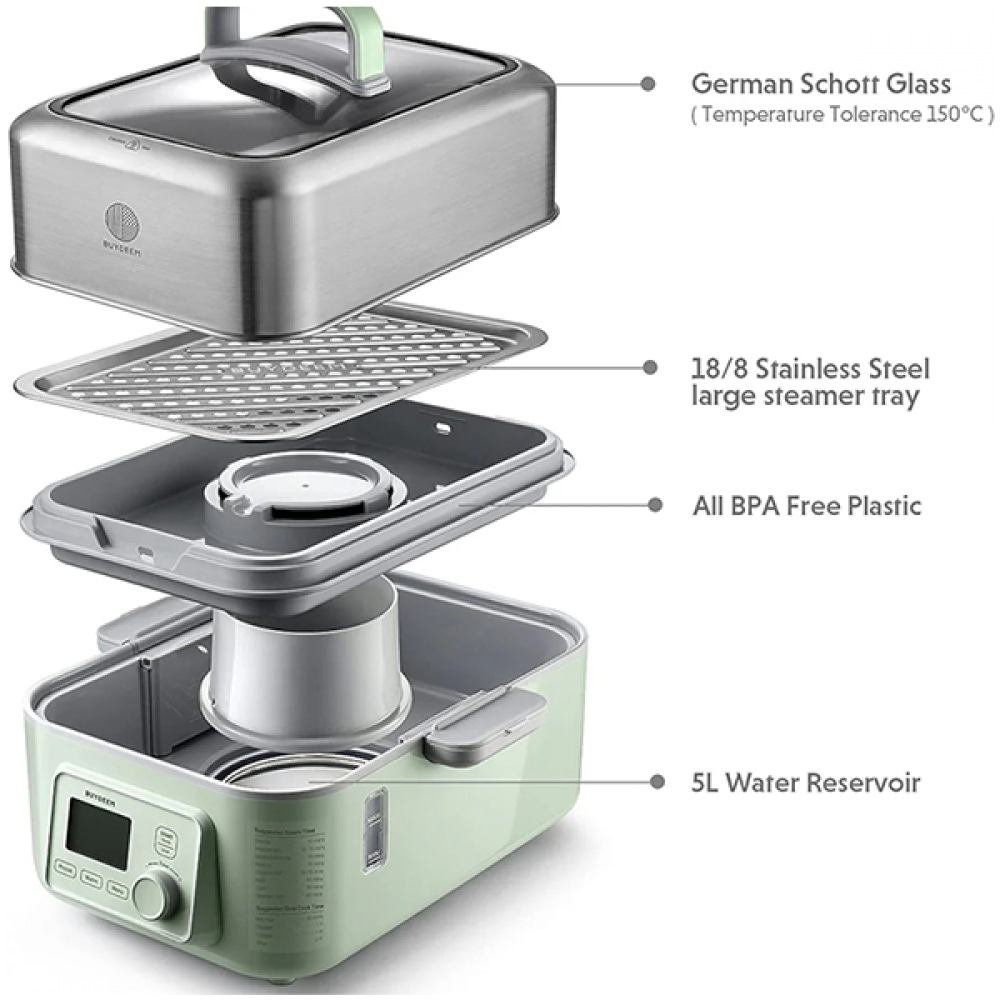 Parowar elektryczny 10L Buydeem G564+A501 zielony