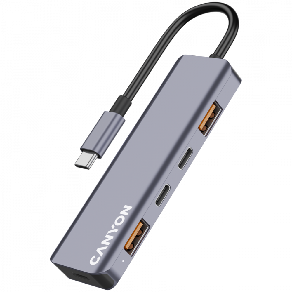 Canyon DS-18 Grey 5-in-1 USB-C Hub Docking Station