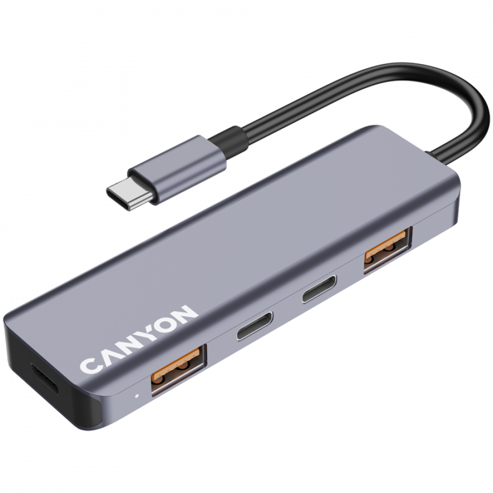 Canyon DS-18 Grey 5-in-1 USB-C Hub Docking Station