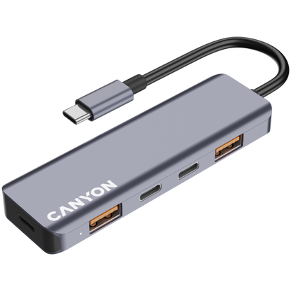 Canyon DS-18 Grey 5-in-1 USB-C Hub Docking Station