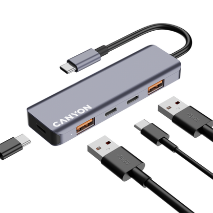 Canyon DS-18 Grey 5-in-1 USB-C Hub Docking Station