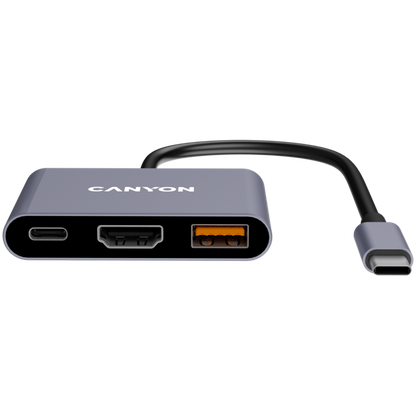 Canyon DS-4 3-in-1 USB-C Portable Hub Grey