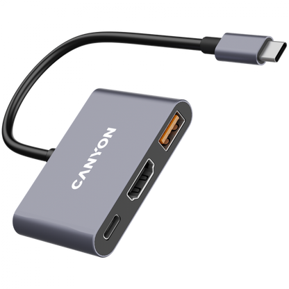 Canyon DS-4 3-in-1 USB-C Portable Hub Grey
