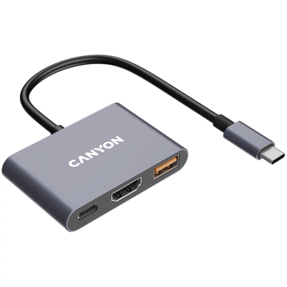 Canyon DS-4 3-in-1 USB-C Portable Hub Grey