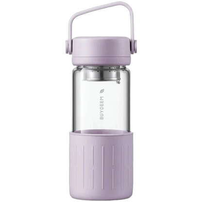 Butelka szklana z zaparzaczem Buydeem CD1008 350 ml do herbaty Fioletowa