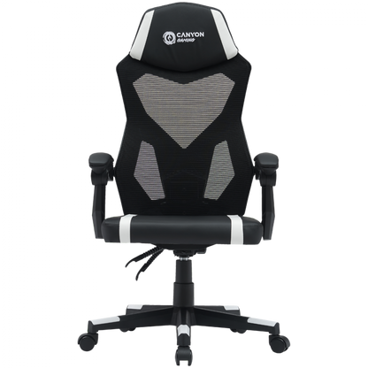 Fotel gamingowy ergonomiczny mesh Canyon MCH01 czarno-biały