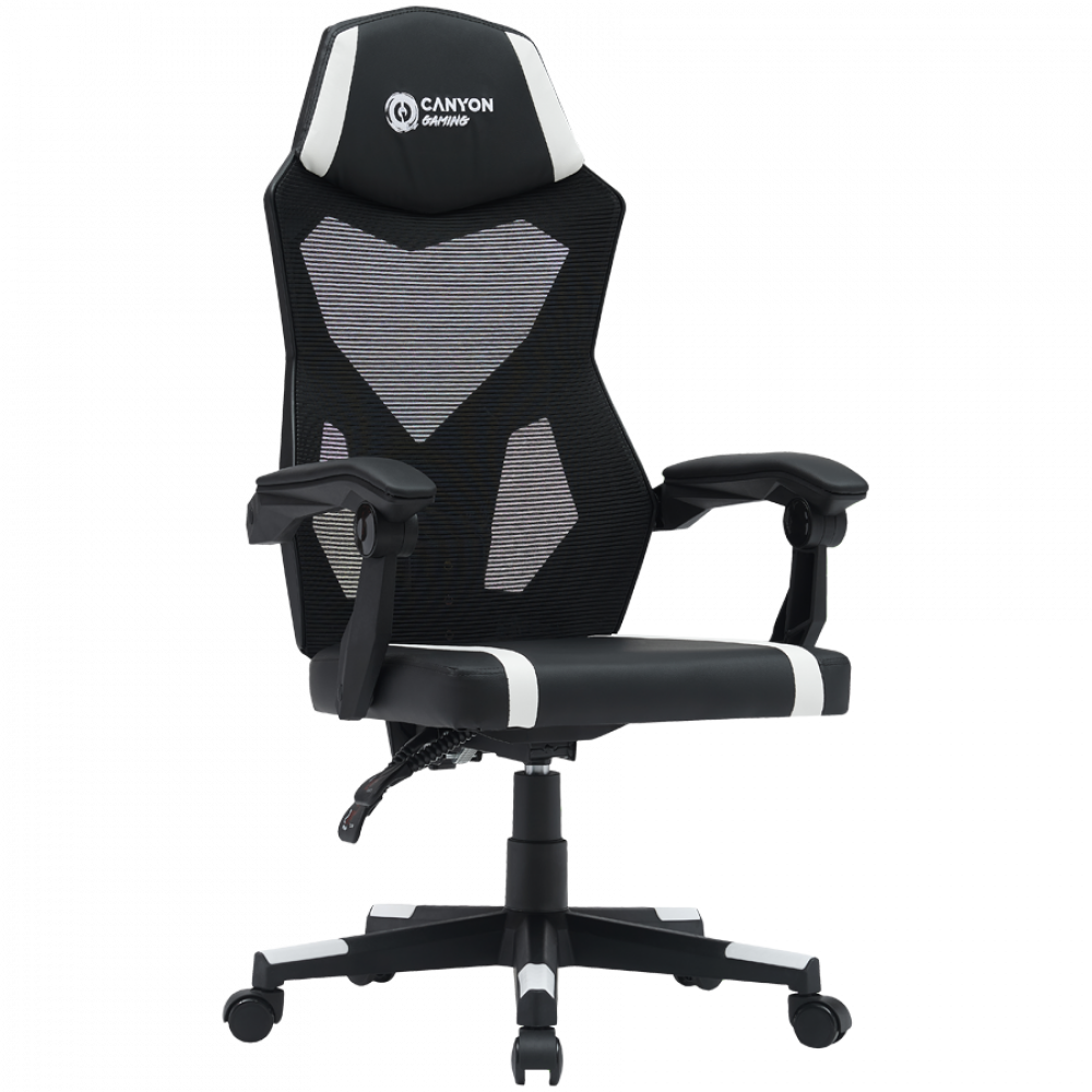 Fotel gamingowy ergonomiczny mesh Canyon MCH01 czarno-biały