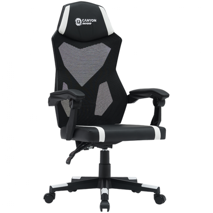 Fotel gamingowy ergonomiczny mesh Canyon MCH01 czarno-biały