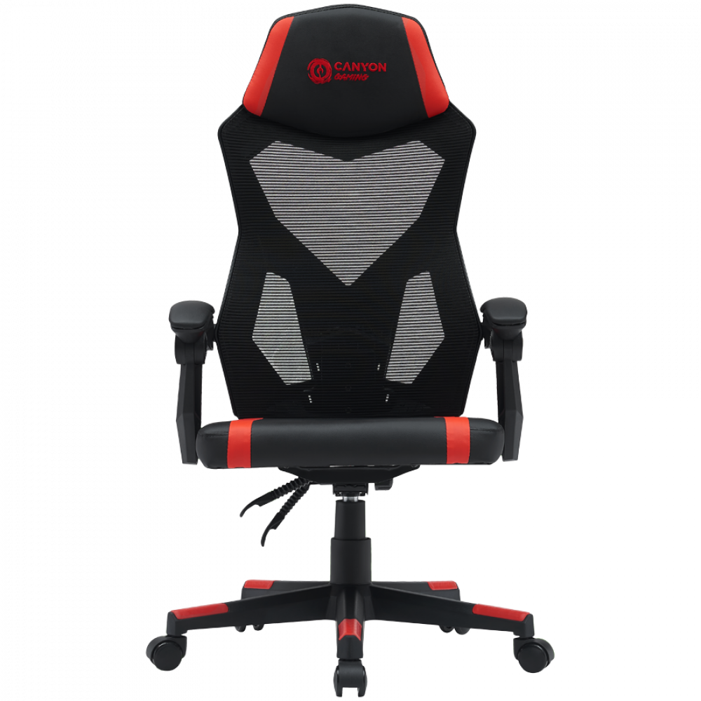 Fotel gamingowy ergonomiczny siatka mesh Canyon MCH01 czarno-czerwony