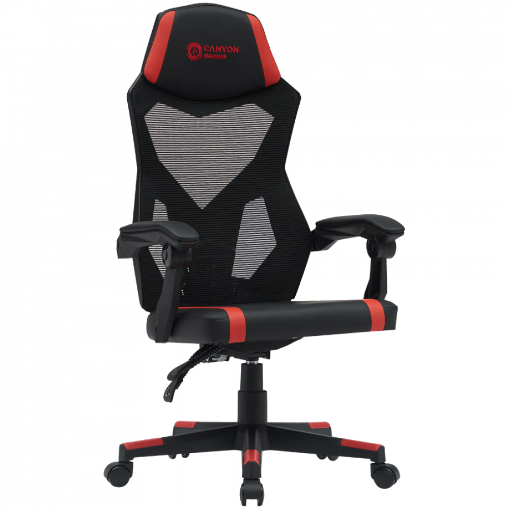 Fotel gamingowy ergonomiczny siatka mesh Canyon MCH01 czarno-czerwony
