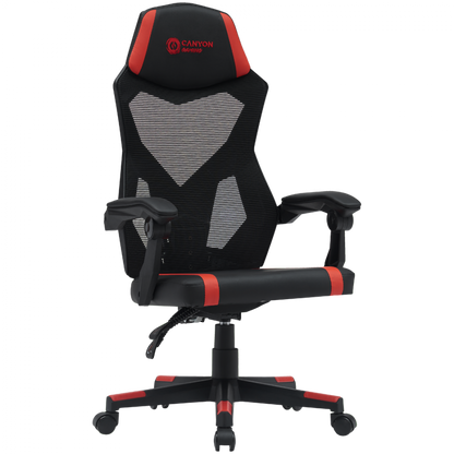 Fotel gamingowy ergonomiczny siatka mesh Canyon MCH01 czarno-czerwony