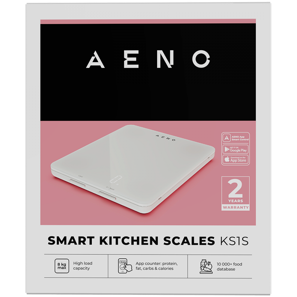 Küchenwaage Smart Bluetooth 5 kg Aeno KS1S Kunststoff, Glas