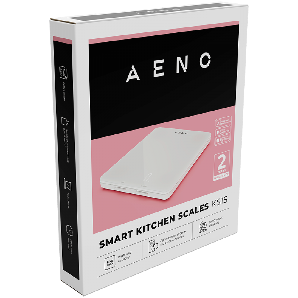 Küchenwaage Smart Bluetooth 5 kg Aeno KS1S Kunststoff, Glas