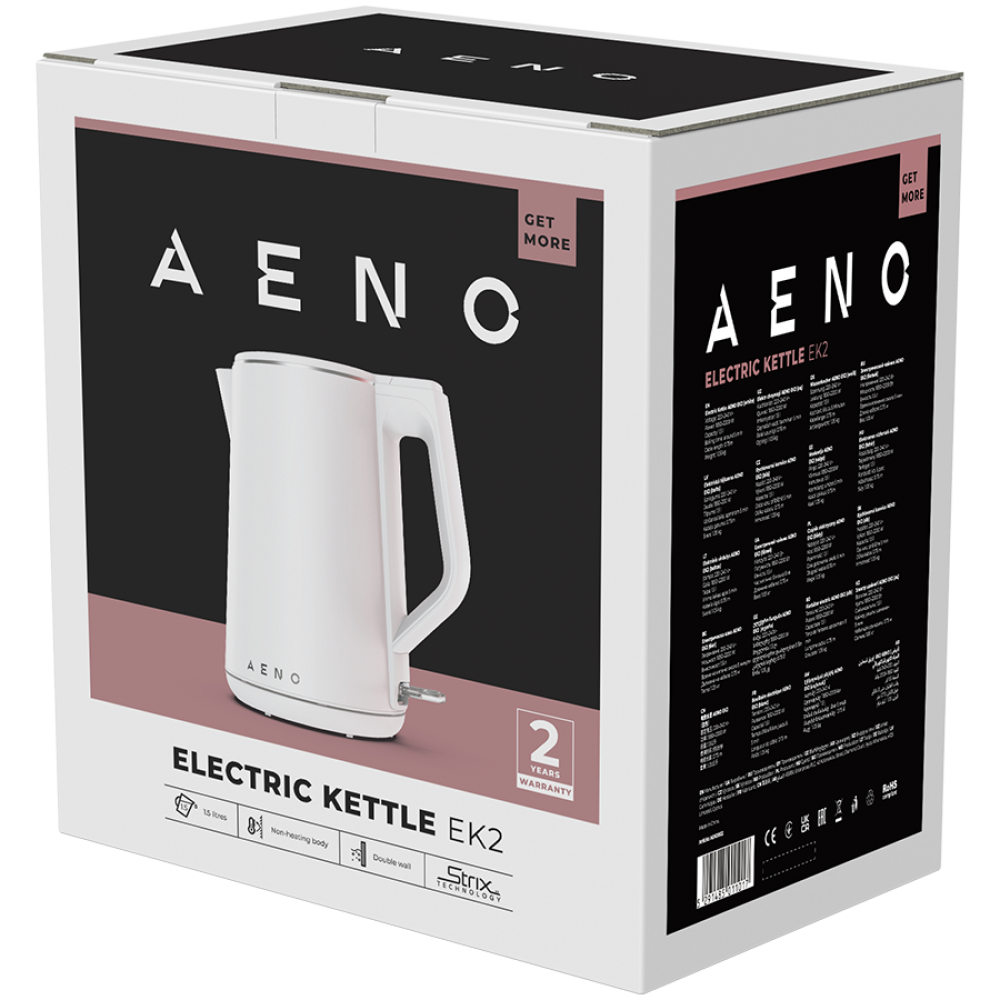 Aeno EK2 Wasserkocher 1,5 l mit Temperaturregelung weiß