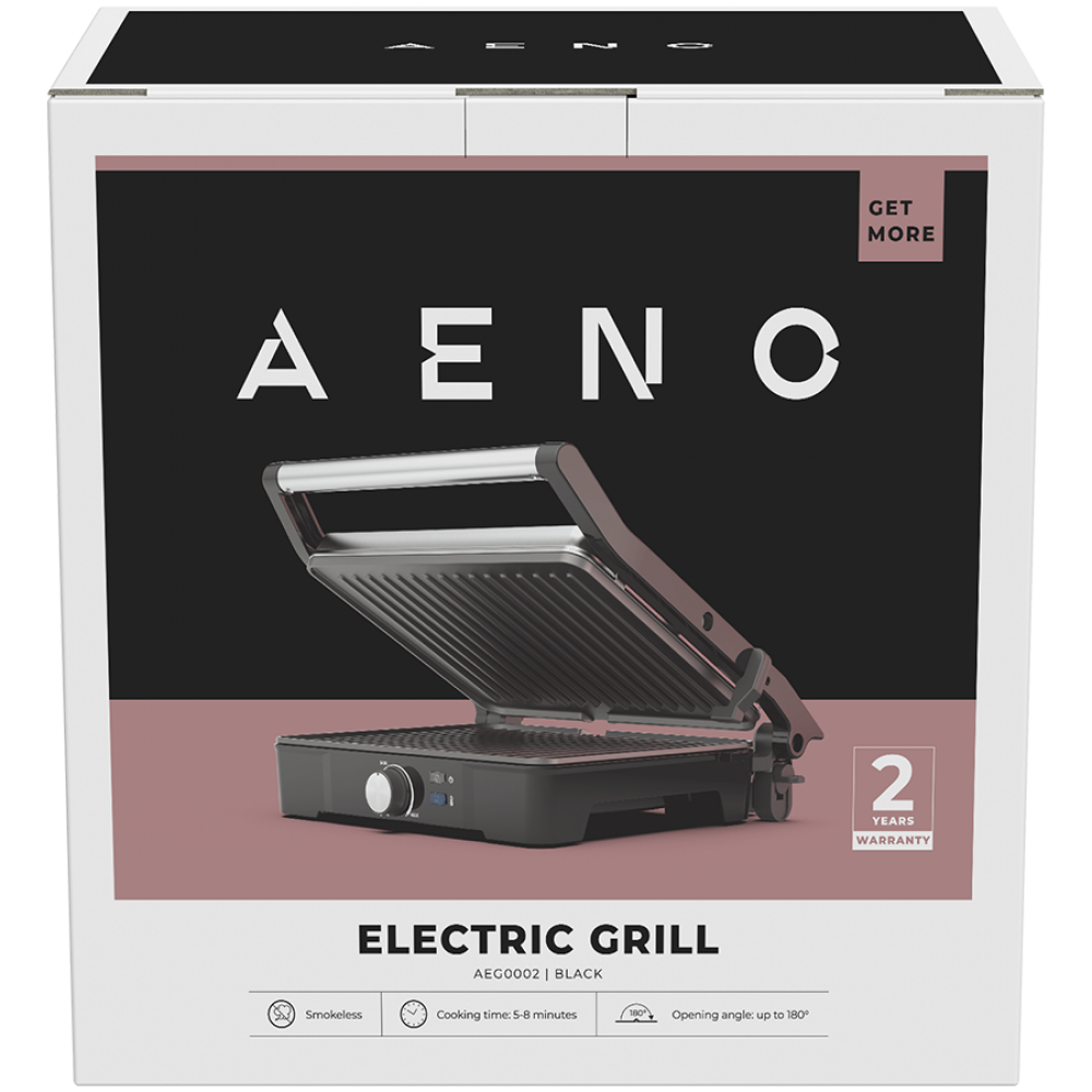 Grill elektryczny 2000W z regulacją temperatury Aeno EG2 czarny
