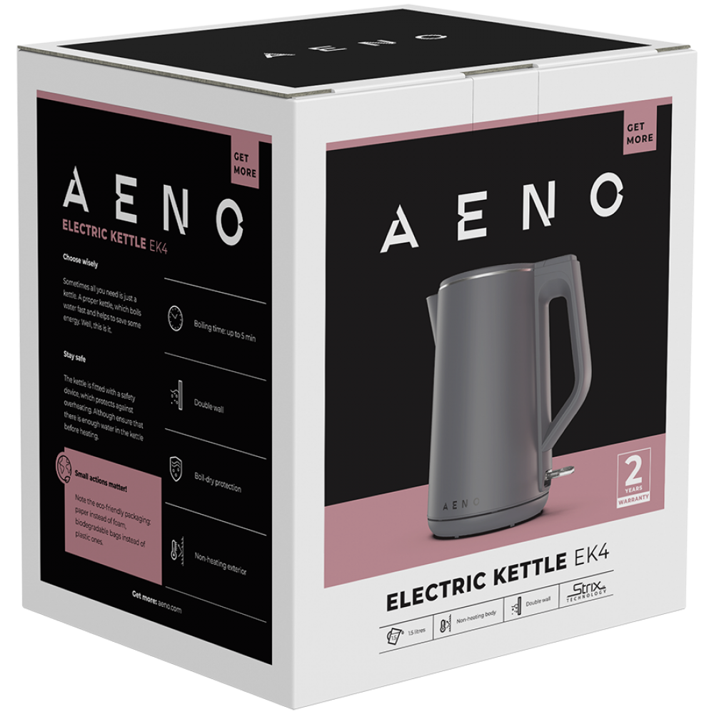 Czajnik elektryczny 1,5 l Aeno EK4 ciemny szary