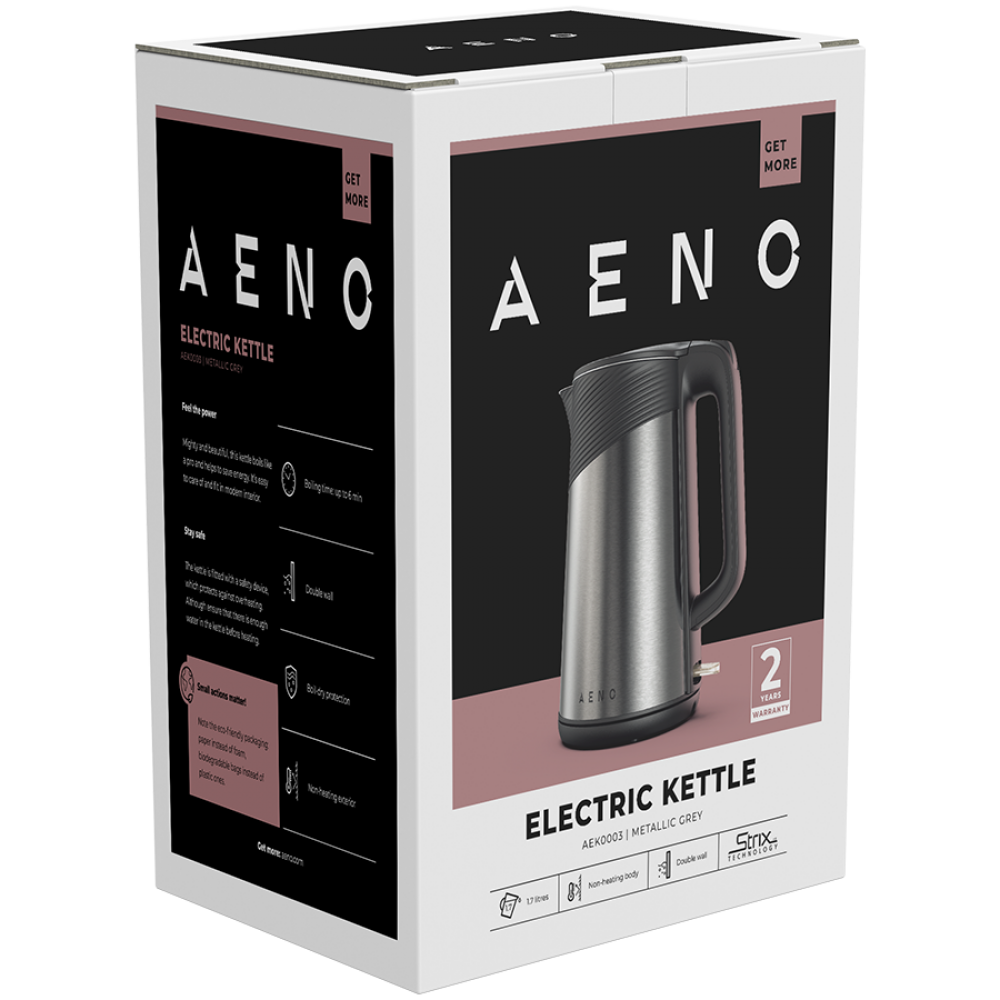 Czajnik elektryczny 1,7 l metaliczny Aeno EK3 szary