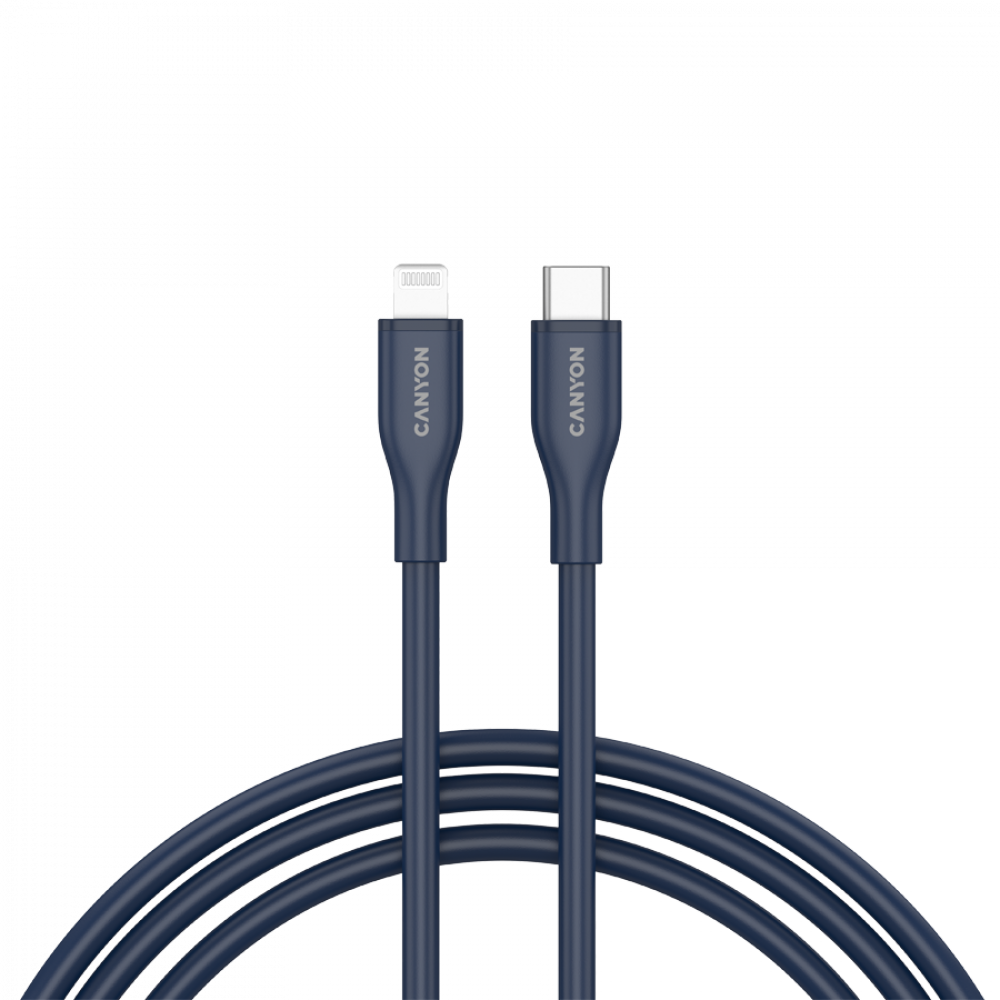 Kabel C-L 60W MFI 1m silikonowy Canyon CLNM60 niebieski