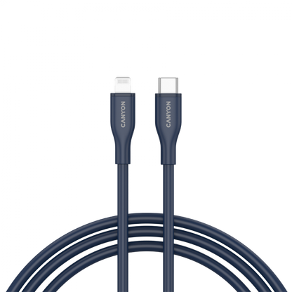 Kabel C-L 60W MFI 1m silikonowy Canyon CLNM60 niebieski