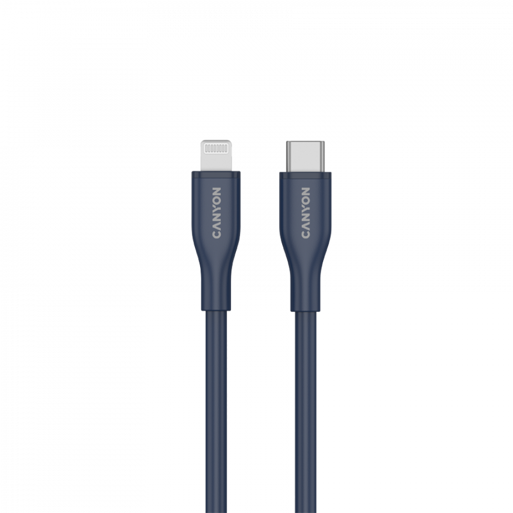 Kabel C-L 60W MFI 1m silikonowy Canyon CLNM60 niebieski