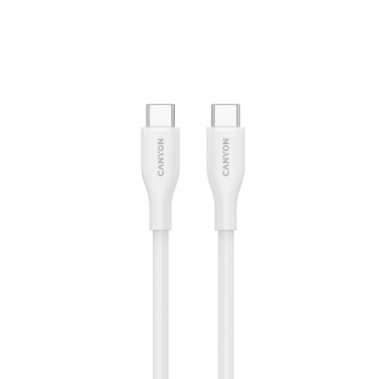 Kabel silikonowy USB-C - USB-C 60W 1m do ładowania Canyon CC60SC10 biały