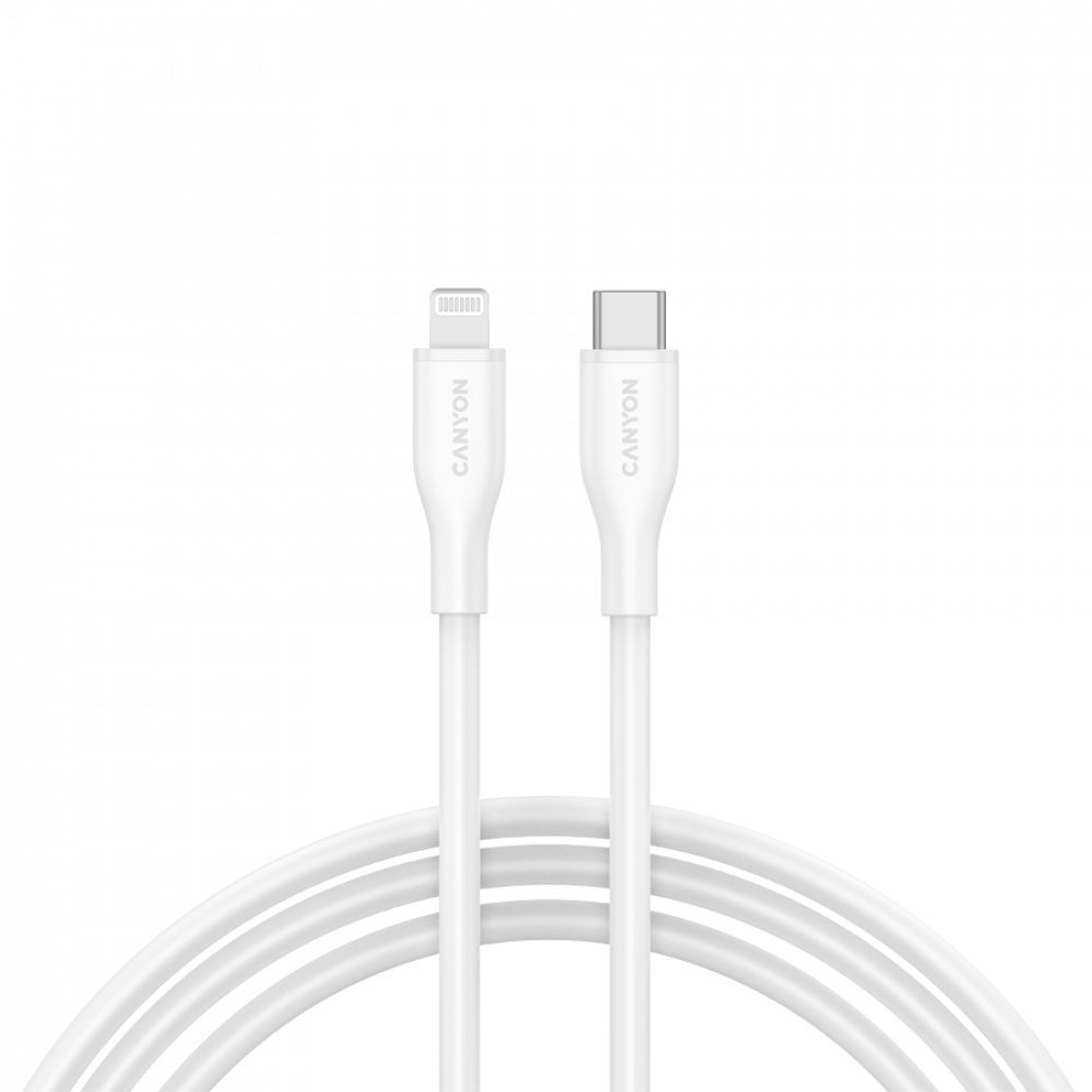 Kabel C-L 60W MFI 1m silikonowy Canyon CLNM60 biały