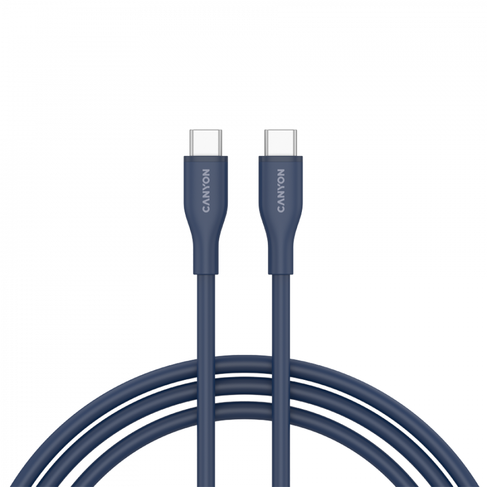 Kabel USB-C - USB-C 60W 1m silikonowy Canyon CC60SC10 granatowy