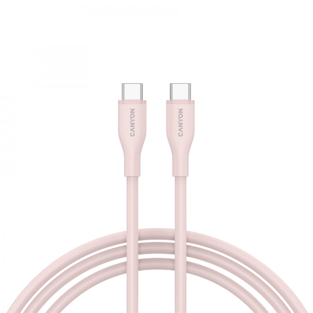 Kabel USB-C - USB-C 60W 1m silikonowy Canyon CC60SC10 różowo-piaskowy