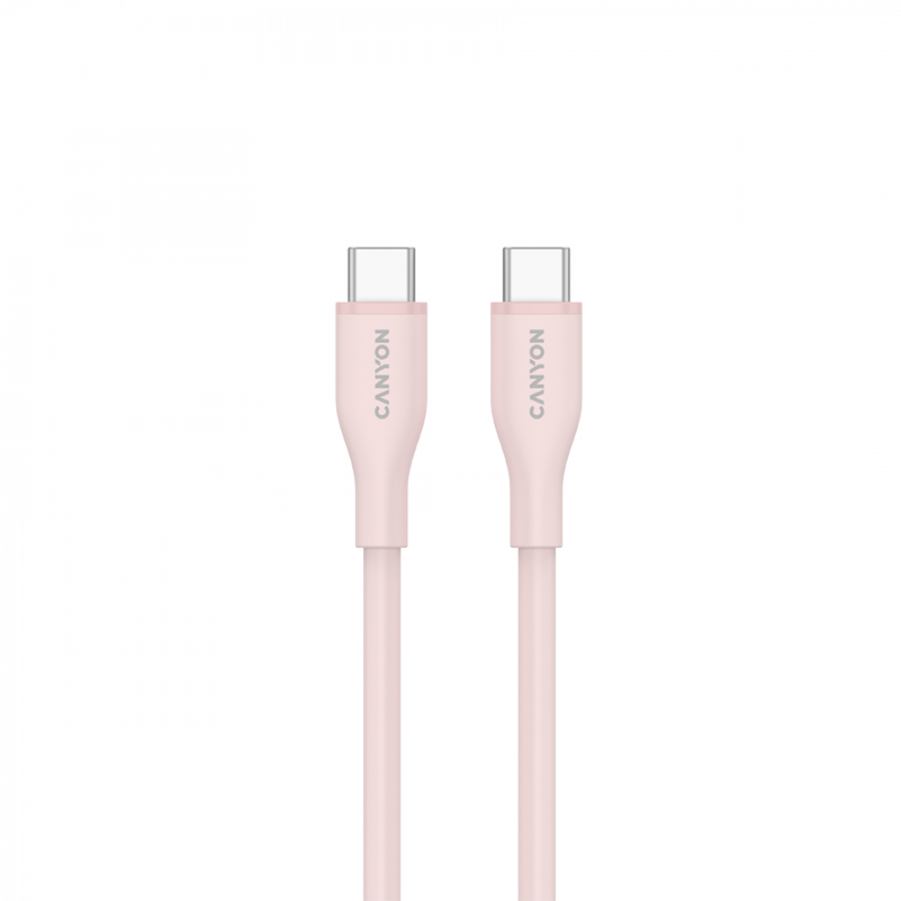 Kabel USB-C - USB-C 60W 1m silikonowy Canyon CC60SC10 różowo-piaskowy