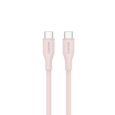 Kabel USB-C - USB-C 60W 1m silikonowy Canyon CC60SC10 różowo-piaskowy