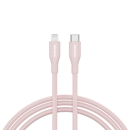 Kabel C-L 60W MFI 1m silikonowy Canyon CLNM60 różowy
