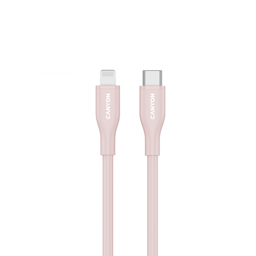 Kabel C-L 60W MFI 1m silikonowy Canyon CLNM60 różowy