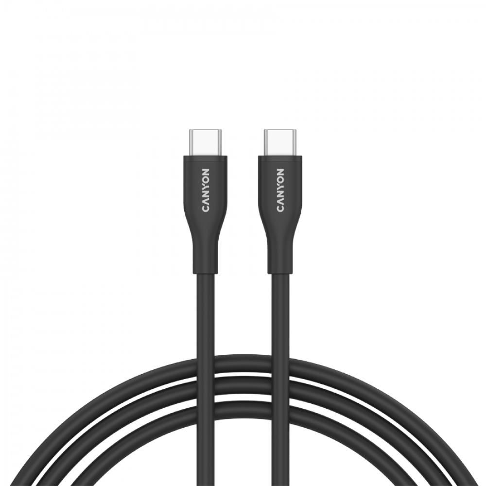 Kabel silikonowy USB-C - USB-C 60W 1m do ładowania Canyon CC60SC10 czarny