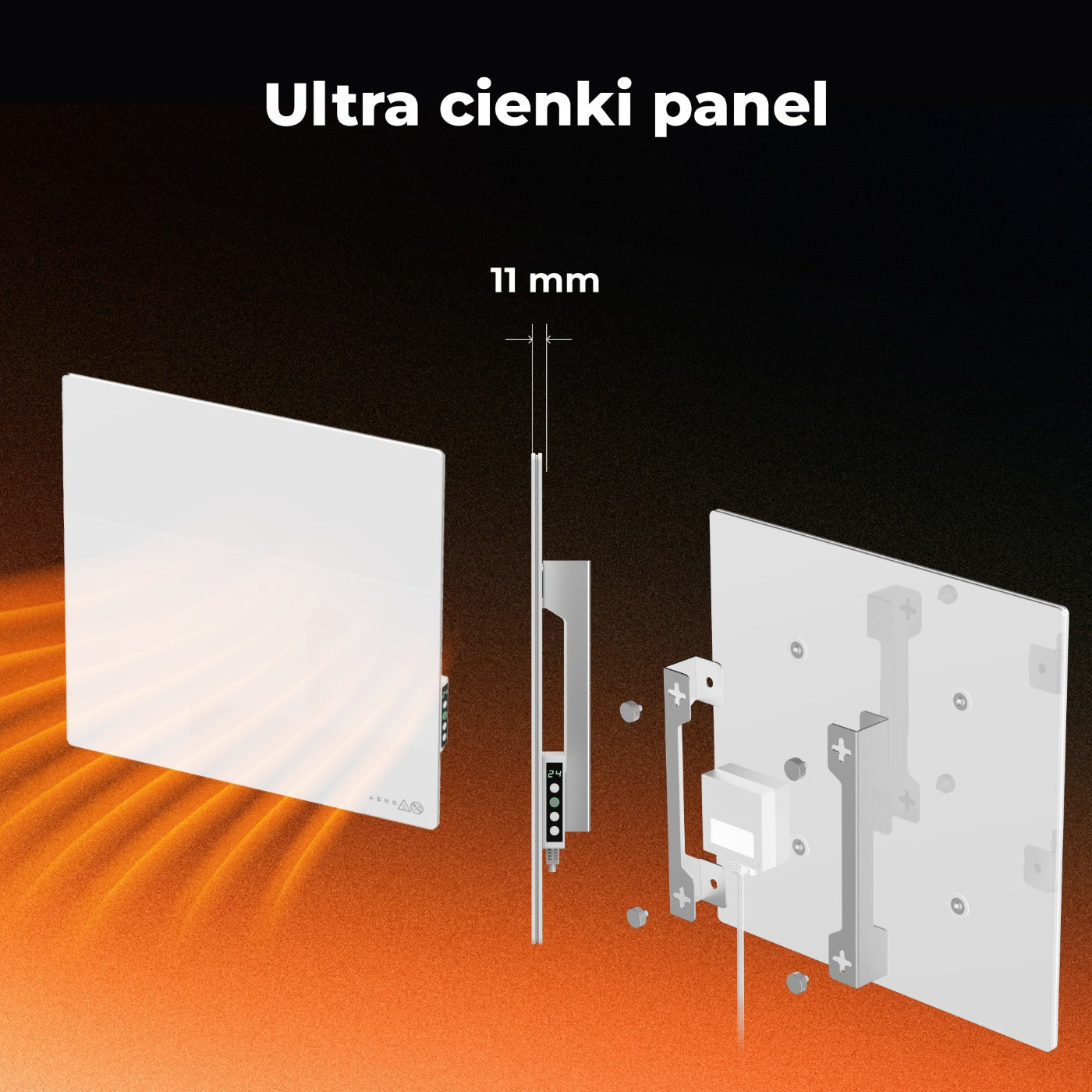 Grzejnik elektryczny na podczerwień 500W AENO GH11S Quadro Smart 1 cm