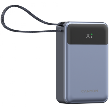 Powerbank 20000 mAh PD 65W z kablem Canyon OnPower 600 grafitowy